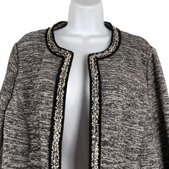 Talbots Open Front Blazer Jacket XL Black White Mix Old Money Office Career - Picture 3 of 6